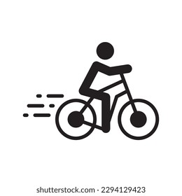 Icono vectorial de bicicleta. Diseño de señas planas para bicicletas. Pictograma del símbolo de la bicicleta. icono de la interfaz de usuario de UX. Hombre en un icono de bicicleta