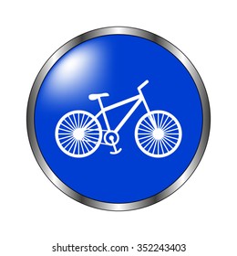 Bicycle - vector icon on the blue button