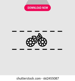 Bicycle vector icon, Bicycle on the road symbol. Simple, modern flat vector illustration for mobile app, website or desktop app 
