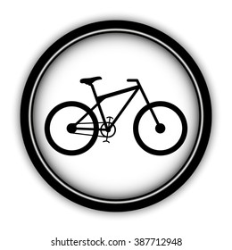 bicycle - vector icon; round  button with shadow