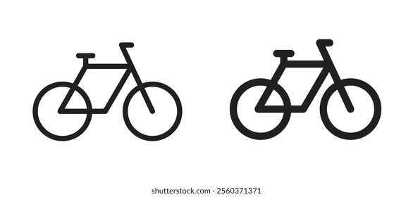 Bicycle vector icon set in black color.