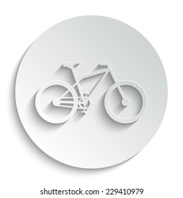 bicycle -  vector icon with shadow on a round button