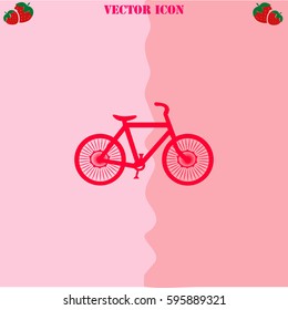 Bicycle vector  icon. Strawberry Background.