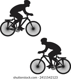 Icono vectorial de bicicleta, símbolo con pasos de hombre