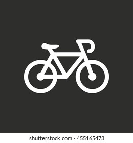 Bicycle vector icon. White illustration isolated on black background for graphic and web design.