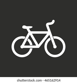 Bicycle vector icon. White illustration isolated on black background for graphic and web design.
