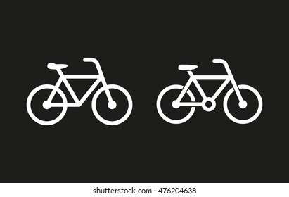 Bicycle vector icon. White illustration isolated on black background for graphic and web design.
