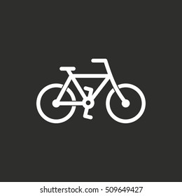 Bicycle vector icon. White illustration isolated on black background for graphic and web design.