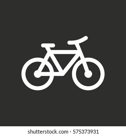 Bicycle vector icon. White illustration isolated on black background for graphic and web design.