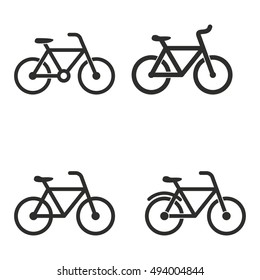 Bicycle vector icons set. Black illustration isolated on white background for graphic and web design.
