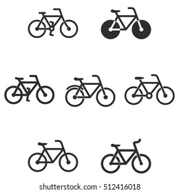 Bicycle vector icons set. Black illustration isolated on white background for graphic and web design.