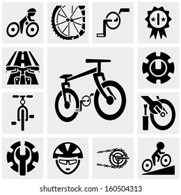 Bicycle vector icons set on gray 