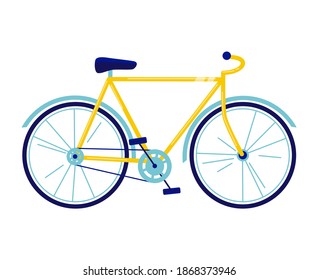 Bicycle vector illustration in flat style. Yellow Bicycle isolated on white background
