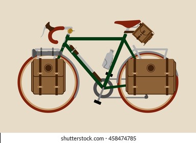 Bicycle vector illustration graphic vintage bike cycling Touring dark green
