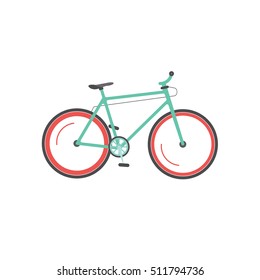 Bicycle vector illustration isolated on white background, flat style mountain sport bike moving, cycle icon
