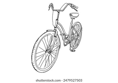 Bicycle vector illustration, line art