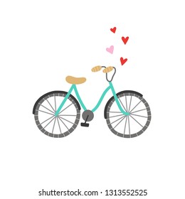 Bicycle vector illustration on white background. Cute bike doodle graphic