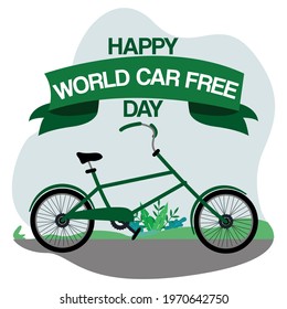 Bicycle vector illustration. Park, forest, trees. World car free day. the use of the bicycle as a means of transport.
world bicycle use day
