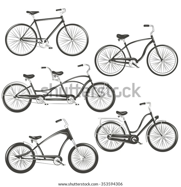 Bicycle Vector Illustration Set Four Different Stock Vector (Royalty ...