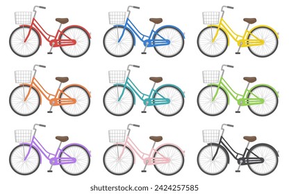 Bicycle vector illustration set material