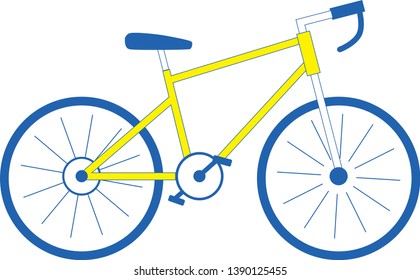 Bicycle vector illustration yellow and blue color