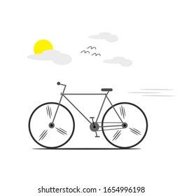 Ilustración vectorial de bicicleta, Ilustración vectorial de una bicicleta con clima turbio