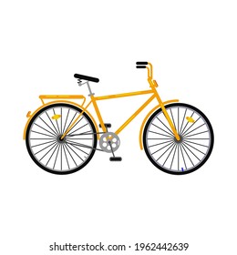 Bicycle. Vector image of a bicycle. Yellow bicycle on a white background.