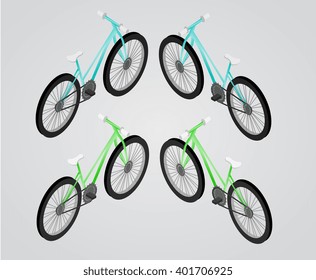 Bicycle Vector isometric illustration, color set.