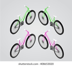 Bicycle Vector isometric illustration, color set.