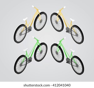Bicycle Vector isometric illustration, color set.