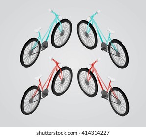 Bicycle Vector isometric illustration, color set.