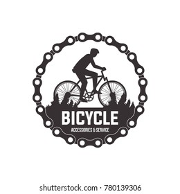 Bicycle vector label design set bike shop and service logotypes for your design