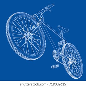 Bicycle. Vector rendering of 3d. Wire-frame style. The layers of visible and invisible lines are separated.