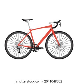 bicycle vector, road bike illustration with red color, isolated on white background