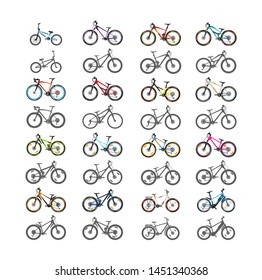 Bicycle vector set isolated on white background