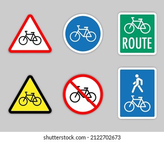 Señales vectoriales de bicicleta y sin signo de entrada