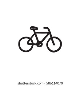 Icono de esbozo del vector de bicicleta aislado en el fondo. Icono de bicicleta dibujada a mano. Icono de sketch de bicicletas para infografía, sitio web o aplicación.