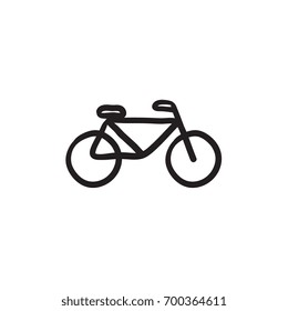 Ícone de esboço do vetor de bicicleta isolado no plano de fundo. Ícone Bicicleta desenhado à mão. Ícone de esboço de bicicleta para infográfico, site ou aplicativo.