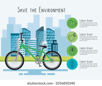 bicycle vehicle with eco friendly icons