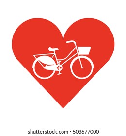 bicycle vehicle style with heart isolated icon vector illustration design