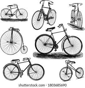 Bicycle vintage engraved illustration vector