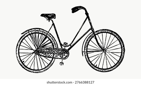 Bicycle vintage illustration isolated on white, vector.