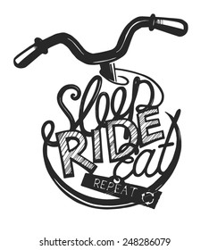 Bicycle vintage lettering for ride lovers.