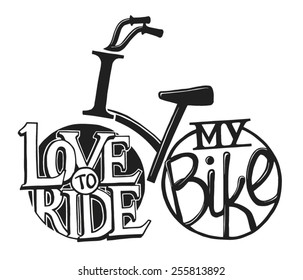 Bicycle vintage lettering for ride lovers.