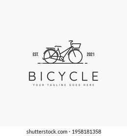 Bicycle vintage line art minimalist logo vector illustration design