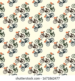 Bicycle wallpaper, illustration, vector on white background.