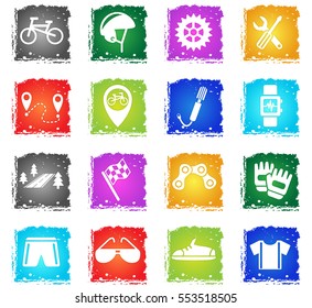 bicycle web icons in grunge style for user interface design