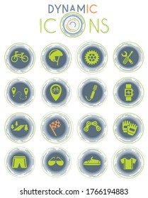 bicycle web icons on white background with dynamic lines for animation