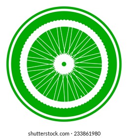 Bicycle wheel button on white background. Vector illustration.