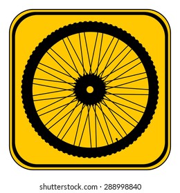 Bicycle wheel button on white background. Vector illustration.